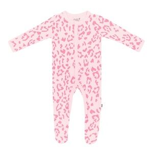 Kyte baby zippered romper in pink leopard